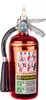 A close-up studio shot of a glass Christmas ornament shaped like a red fire extinguisher. Náhľad obrázku produktu