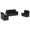 7-tlg. Garten-Sofagarnitur mit Kissen Schwarz Poly Rattan Produktbild-Vorschau 1