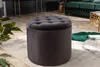 Eleganter Hocker MODERN BAROCK 50cm schwarz Samt Produktbild-Vorschau 2