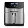 A front view of a silver and black air fryer. Voir les images du produit
