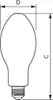 A line drawing of a light bulb with dimensions indicated by letters D and C. Anteprima dell’immagine prodotto