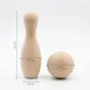 BOWLING IN LEGNO DI FAGGIO con pallina da 5 cm, set da 10 Anteprima dell’immagine prodotto 3