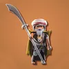 A Playmobil figure of a warrior with a sword and shield, standing against an orange background. Anteprima dell’immagine prodotto