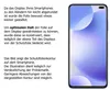 A smartphone with a screen protector applied, next to descriptive text about the product. Produktbild-Vorschau