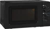 A black microwave oven shown from a front-diagonal angle against a white background. Produktbild-Vorschau