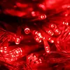 A close-up view of many red LED lights on a string. Produktbild-Vorschau