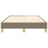 A taupe fabric box spring bed frame with wooden legs, shown from the front on a white background. Produktbild-Vorschau