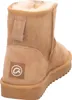 A close-up, rear view of a single brown boot. Voir les images du produit