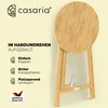 A marketing image for a foldable wooden bar table, highlighting its features and brand. Produktbild-Vorschau