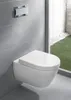 A modern bathroom with a wall-hung toilet and a flush plate on a tiled wall. Anteprima dell’immagine prodotto