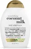 A white bottle of OGX Coconut Milk Shampoo with a gold cap. Náhled obrázku produktu