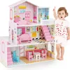 GOPLUS 3-stöckige Puppenhaus, Kinderpuppenhaus mit Süßes Produktbild-Vorschau 1