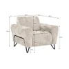 A cream-colored armchair with black metal legs, shown with dimensions indicated by lines and text. Produktbild-Vorschau