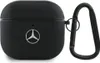 A black protective case for AirPods with a Mercedes-Benz logo on it, and a black carabiner attached. Voir les images du produit