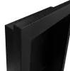 A close-up view of the corner of a black, modern-looking fireplace insert. Voir les images du produit