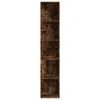 A tall, narrow, five-shelf corner bookshelf with a distressed wood finish. Podgląd zdjęcia produktu