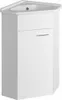 A white corner sink cabinet with a single door and a silver handle. Anteprima dell’immagine prodotto