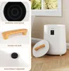A collage showing details of a white towel warmer bucket and the product itself in a room setting. Anteprima dell’immagine prodotto