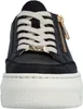 A close-up front view of a black sneaker with a white platform sole. Náhľad obrázku produktu