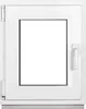 A white PVC window with a white handle, shown from the front against a white background. Produktbild-Vorschau