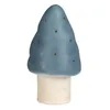 A blue mushroom lamp with gold dots on a white background. Produktbild-Vorschau