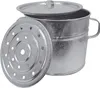 A galvanized metal pot with a lid and a perforated insert. Náhled obrázku produktu