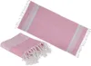 Rosa/Weißes Fouta-Hamamtuch (für Sauna & Strand) Produktbild-Vorschau 4