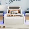 Kinderbett mit leuchtenden Rädern und Stauraum Polsterbett Produktbild-Vorschau 6