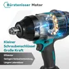 A close-up marketing image of an electric impact wrench, with a cutaway view showing the internal brushless motor. Produktbild-Vorschau
