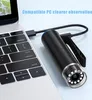A digital microscope is connected to a laptop via a USB cable, with text overlay indicating compatibility. Produktbild-Vorschau