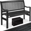 A black garden bench with a black cover for a stool underneath. Produktbild-Vorschau