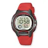 A digital watch with a red band and black bezel is shown against a white background. Produktbild-Vorschau
