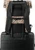 The back of a leopard print backpack is shown attached to the handle of a black rolling suitcase. Anteprima dell’immagine prodotto