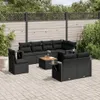 Design 9-tlg. Garten-Sofagarnitur mit Kissen Schwarz Poly Produktbild-Vorschau 1