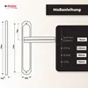 Diagram showing the dimensions of a door handle. Produktbild-Vorschau