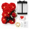Roter Rosenbär mit Blumenstrauß und Lichterkette, 25 cm, Produktbild-Vorschau 5