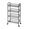 A black four-tier rolling cart with mesh shelves against a white background. Anteprima dell’immagine prodotto