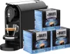A black Bialetti espresso machine with three boxes of coffee capsules. Náhľad obrázku produktu