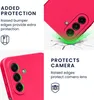 Collage of images showing a pink phone case with text overlays highlighting its protective features. Produktbild-Vorschau