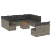12-tlg. Garten-Sofagarnitur mit Kissen Grau Poly Rattan Produktbild-Vorschau 1
