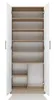 An empty, open cabinet with multiple shelves. Produktbild-Vorschau