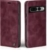 A burgundy flip case for a Google Pixel 7 Pro phone, shown from two angles. Produktbild-Vorschau