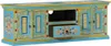 A brightly colored, hand-painted wooden TV stand with ornate floral designs. Podgląd zdjęcia produktu