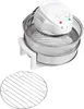 A white halogen oven with a glass bowl and a metal rack is shown on a white background. A separate metal rack is placed in the foreground. Voir les images du produit