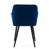 A blue upholstered chair with black legs, shown from the back on a white background. Produktbild-Vorschau