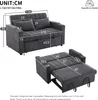 A diagram showing a sofa bed in its folded and unfolded states with dimensions indicated. Podgląd zdjęcia produktu