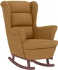A brown velvet rocking chair with a wooden base, shown against a white background. Náhľad obrázku produktu