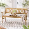 home24 Gartenbank mit Ausklappbarem Tisch - Akazie Massiv - Produktbild-Vorschau 2