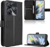 A black flip wallet phone case for a ZTE Blade A75 4G is shown in multiple views. Náhled obrázku produktu