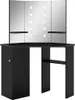 vidaXL Eck-Schminktisch mit LED Schwarz 111x54x141,5 cm Produktbild-Vorschau 1